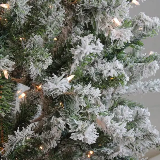 6ft. Pre-Lit Flocked Balsam Pine Artificial Christmas Tree, Clear Lights {3}