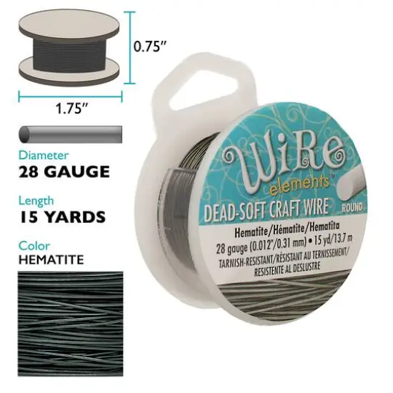The Beadsmith® Wire Elements™ 28 Gauge Tarnish Resistant Soft Temper Wire, 15yd. Hematite {5}