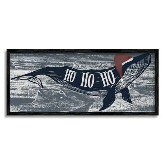 Stupell Industries Ho Ho Ho Christmas Santa Whale Framed Giclee Art Black {1}