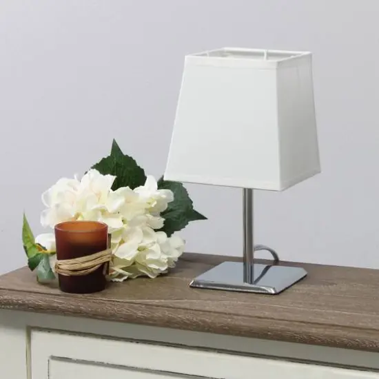Simple Designs&trade; 9.5" Mini Chrome Table Lamp with Squared Empire Shade White {6}