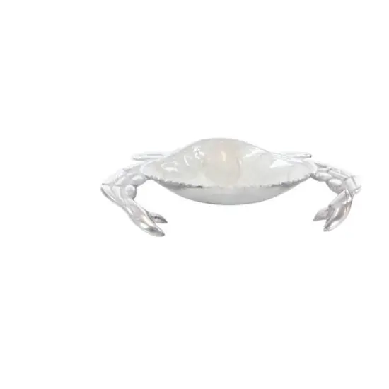 Set of 3 Silver Aluminum Coastal Serving Bowl, 11" x 1" {7}