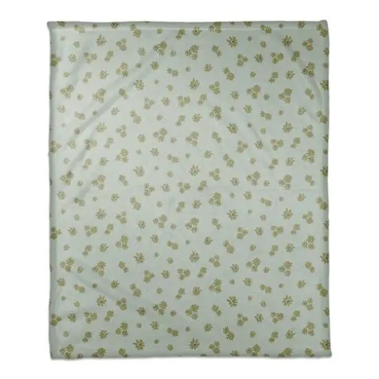 Daisy Pattern Coral Fleece Blanket Green {1}