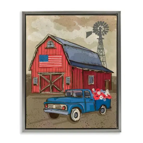Stupell Industries Vintage Americana Barn Floater Framed Art Gray {1}