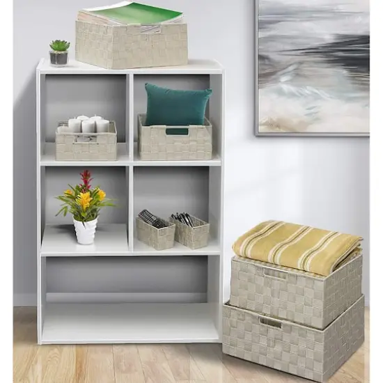 Sorbus 7-Piece Stackable Tote Basket Set with Handles Beige {3}