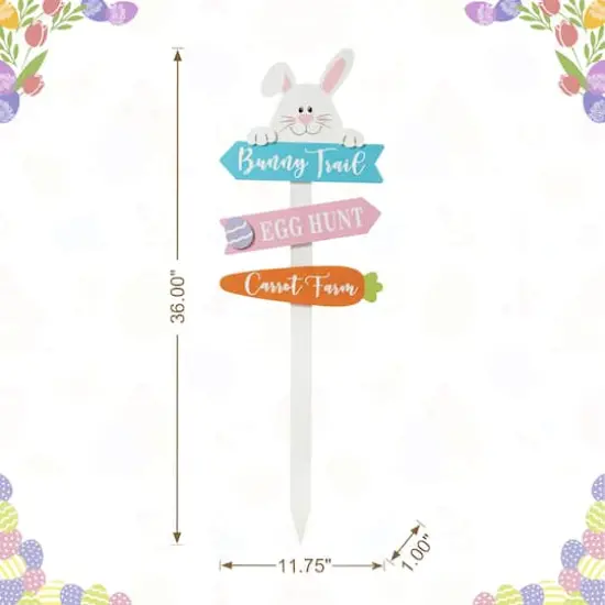 Glitzhome&reg; 36" Wooden Easter Bunny Yard Stake {8}