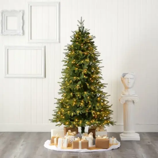 6.5ft. Pre-Lit Vancouver Fir Natural Look Artificial Christmas Tree, Clear LED Lights {6}