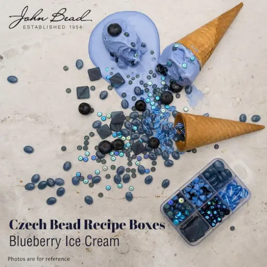 John Bead Czech Glass Recipe Box Beading Kit Blueberry Ice Cream {4}