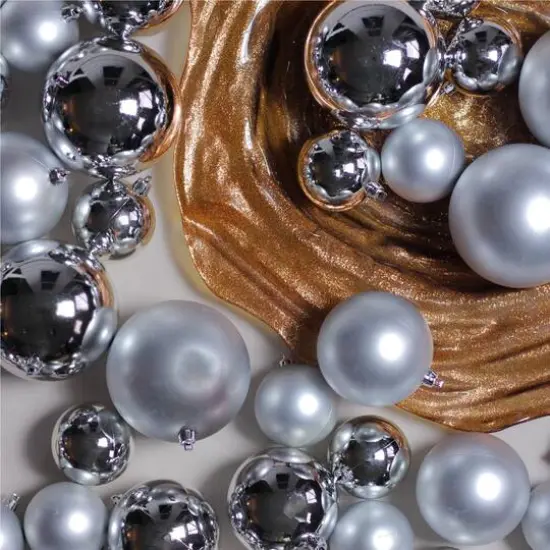 50ct. Silver Splendor Shatterproof 2-Finish Christmas Ball Ornaments {6}