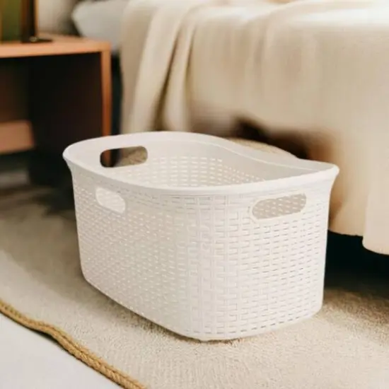 Mind Reader Ivory Laundry Basket with Cutout Handles {6}