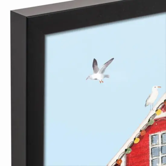 18" Santa's Beach House Christmas Black Framed Wall Canvas {3}