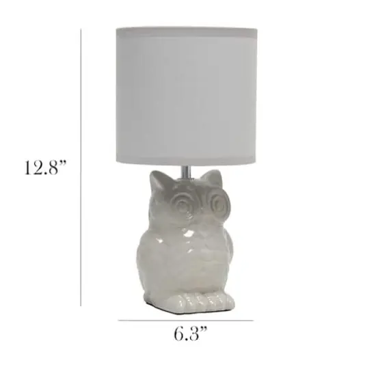 Simple Designs 13" Ceramic Owl Table Lamp Gray {4}