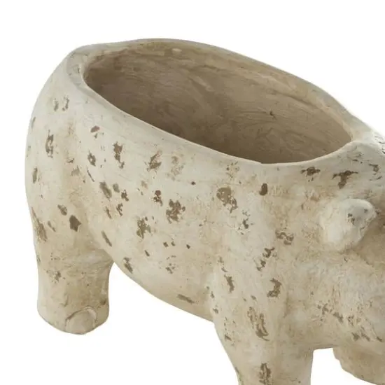 17" Light Brown Distressed Pig Planter {7}