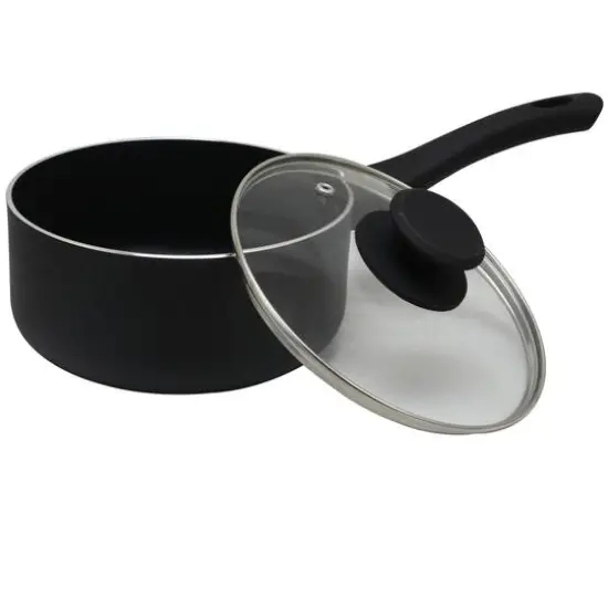 Oster Ashford 2qt. Black Aluminum Nonstick Sauce Pan With Tempered Glass Lid {6}