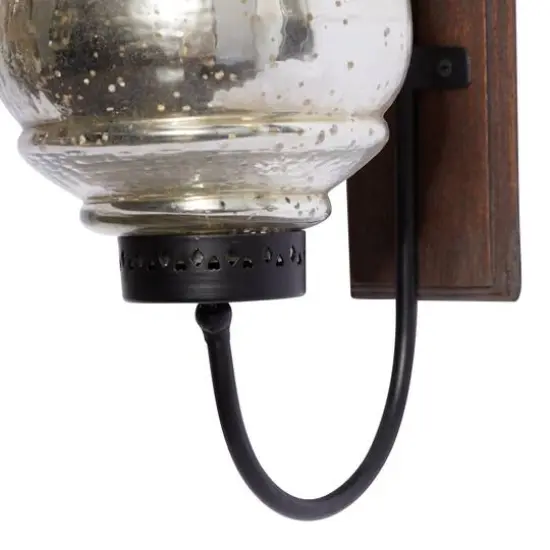 Brown Mango Wood Traditional Candle Wall Sconce, 21" x 9" x 4" {6}