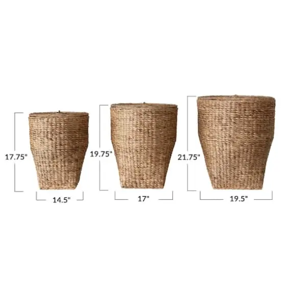 Hello Honey&reg; Natural Handwoven Water Hyacinth Laundry Basket Set with Lids {5}
