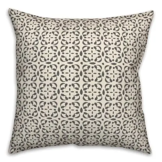 Gray Cream Tile Throw Pillow 18" x 18" {1}