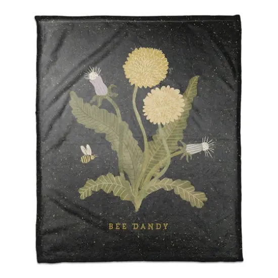 Bee Dandy Dandelion 50" x 60" Coral Fleece Blanket {1}