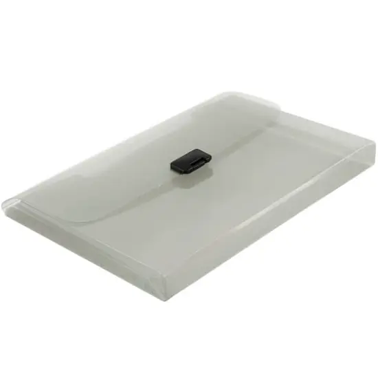 JAM Paper 9.5" x 13.25" Plastic Box Portfolio with Center Buckle Smoke Gray {6}