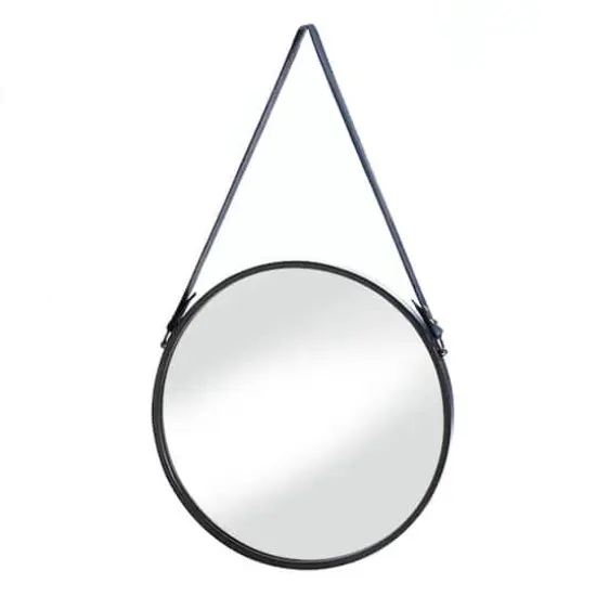 Hanging Mirror with Faux Leather Strap {1}
