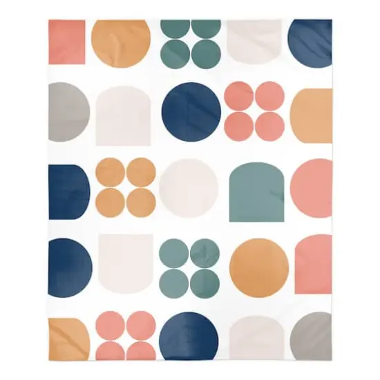 Retro Shapes 50" x 60" Coral Fleece Blanket {1}