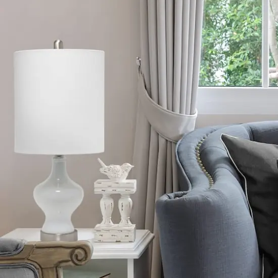 Lalia Home 22.5" Paseo Table Lamp with White Fabric Shade White and Linen White {6}