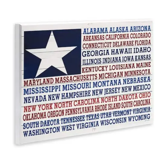 Stupell Industries U.S.A. Star Patriot Flag Listed State Typography Sign Wall Plaque Art {4}