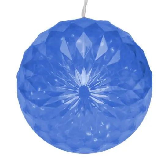 6" Blue LED Hanging Crystal Sphere Ball Outdoor Decoration {1}
