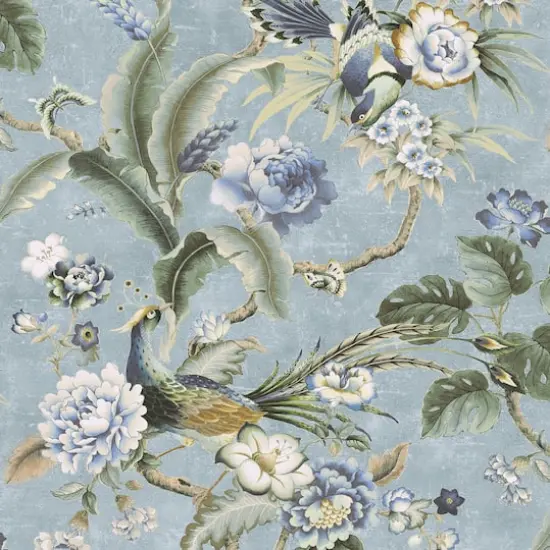 Surface Style Passerine Pavilion Peel & Stick Wallpaper Blue Geyser {1}