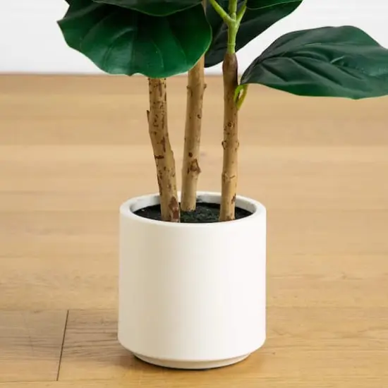 3ft. Artificial Fiddle Leaf Tree in Decorative White Planter {6}