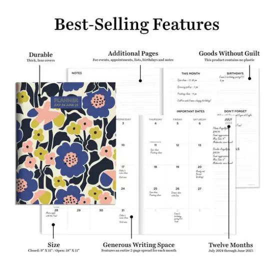 TF Publishing 2024-2025 Large Mod Flowers Monthly Planner {3}