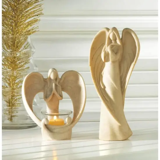 Elegant Minimalistic Guardian Angel Figurine Prayer Statue4.5" x 2.38" x 9.25" {6}