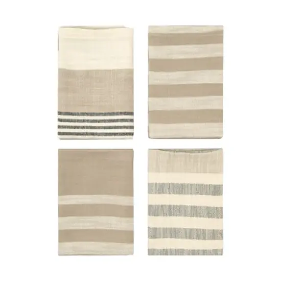 Hello Honey&reg; Taupe, Black & Cream Stripes Cotton Woven Napkin Set {1}