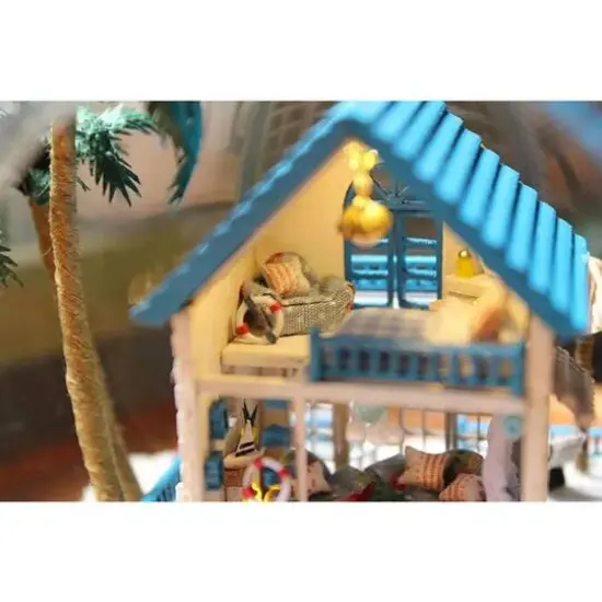 Wizardi Miniature Roombox Romantic Beach House Dollhouse Kit {6}