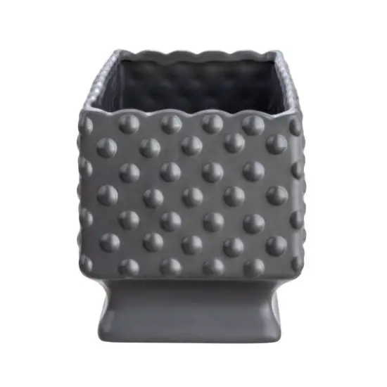Hello Honey® 11" Black Ceramic Hobnail Planter with Scalloped Edge {8}