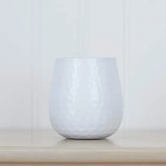 6.5" White Oval Shaped Iron Planter {4}