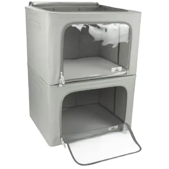 Sorbus Foldable & Stackable Storage Bags with Windows Set Gray {1}