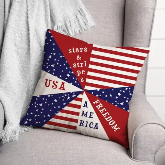 Patriotic Flag Starburst Throw Pillow {3}