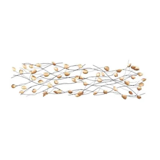 Gold Metal Contemporary Leaves Wall Decoration {1}