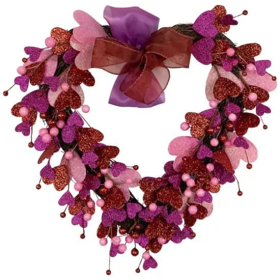 20" Glittered Hearts & Berries Valentine's Day Twig Wreath {1}