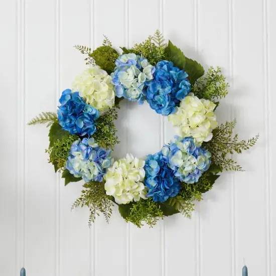 24&rdquo; Blue & White Hydrangea Wreath {5}