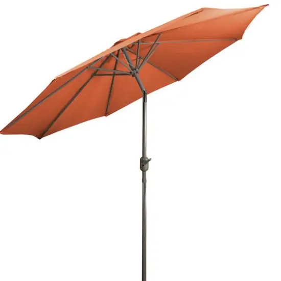 9ft. Outdoor Patio Market Umbrella with Hand Crank & Tilt Orange/Brown {7}
