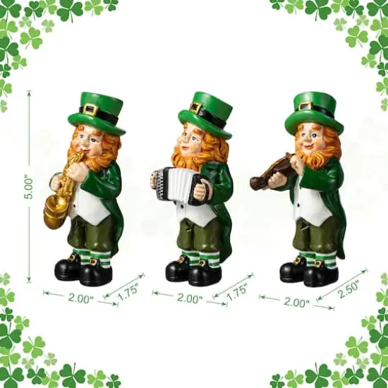 Glitzhome&reg; 5" St. Patrick's Leprechaun Musicians Table D&eacute;cor Set {8}