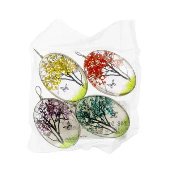 John Bead 25mm x 35mm Dried Flower Assorted Pendants {6}