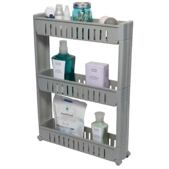 Simplify 3-Tier Slim Slide-Out Storage Cart Gray {6}