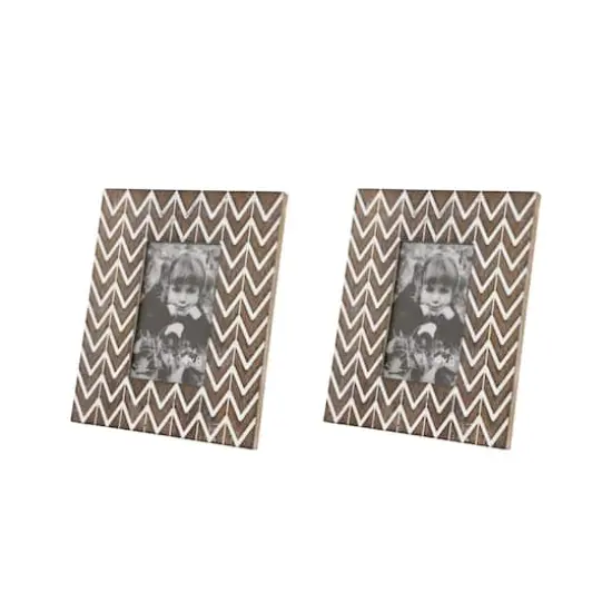 2 Pack Brown & White Chevron Modern 8" x 9" Frame {7}