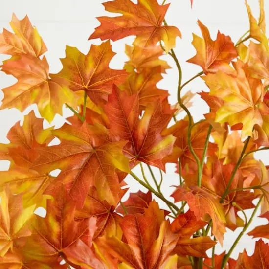 5ft. Artificial Fall Double Trunk Maple Autumn Tree in Decorative White Planter {5}