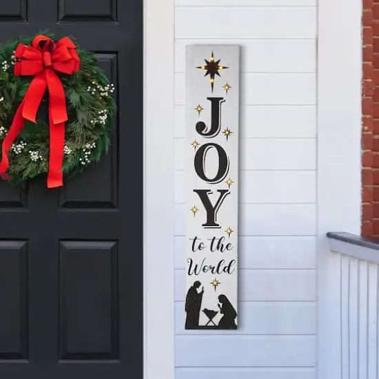 Glitzhome&reg; 42" Lighted Wooden Nativity Porch Sign with Timer {3}