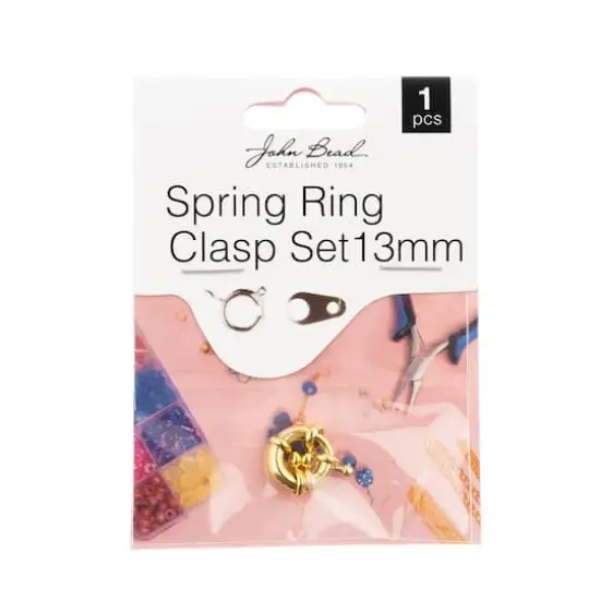John Bead Must Have Findings 13mm Spring Ring Set Gold {1}