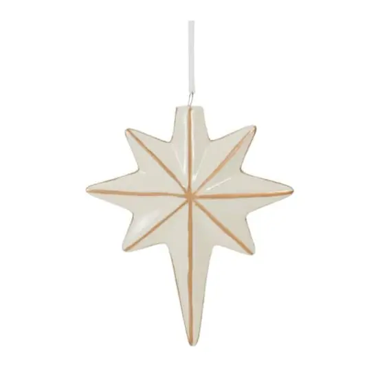 4" Ceramic Star & Snowflake Ornaments Set {4}