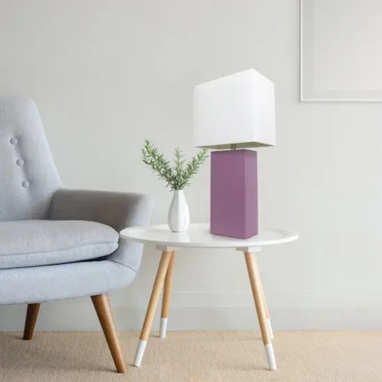 Lalia Home Lexington 21" Leather Home D&eacute;cor Table Lamp Purple {6}